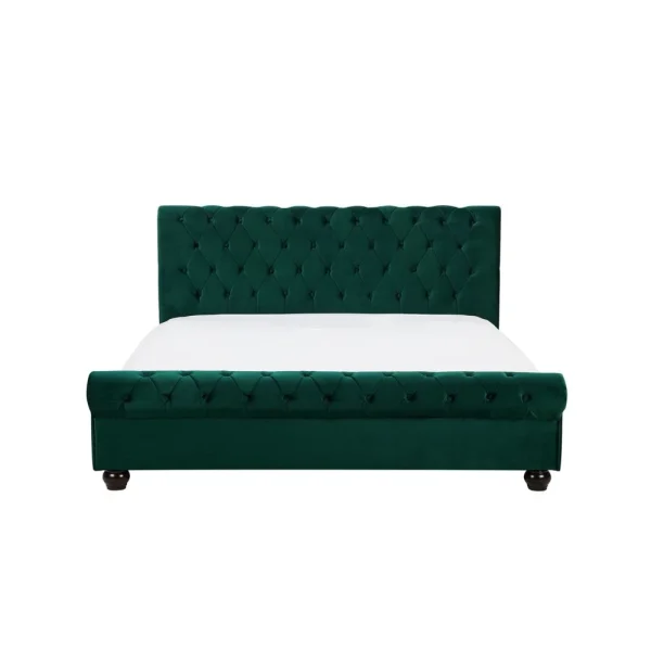 Beliani Lit Chesterfield En Velours Vert 160 X 200 Cm AVALLON – Vert pas cher 5