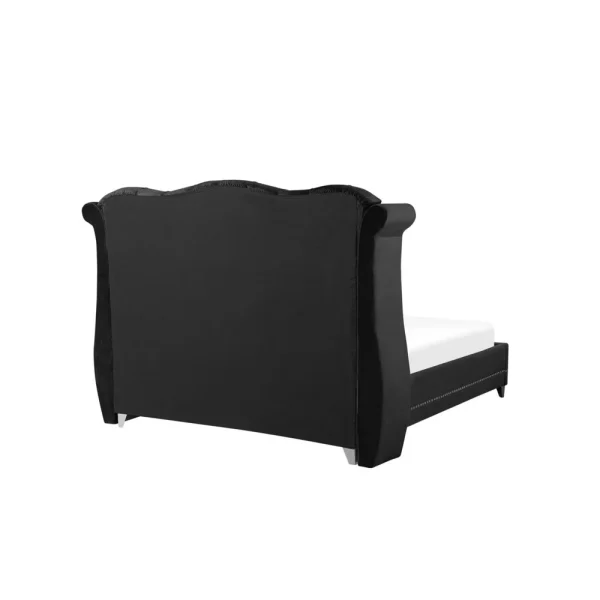 styles dernier cri Beliani Lit Double Capitonné En Velours Noir 180 X 200 Cm AYETTE – Gr… 6