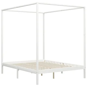 VidaXL Cadre De Lit à Baldaquin Avec 4 Tiroirs Blanc Pin 160×200 Cm site en ligne 9