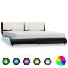 VidaXL Cadre De Lit Avec LED Noir Et Blanc Similicuir 150×200 Cm marque pas cher 11