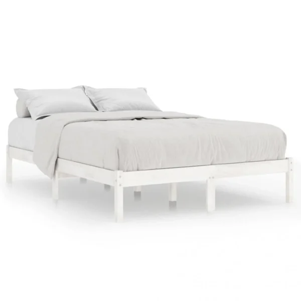 VidaXL Cadre De Lit Blanc Bois De Pin Massif 160×200 Cm vente pas cher en ligne 3