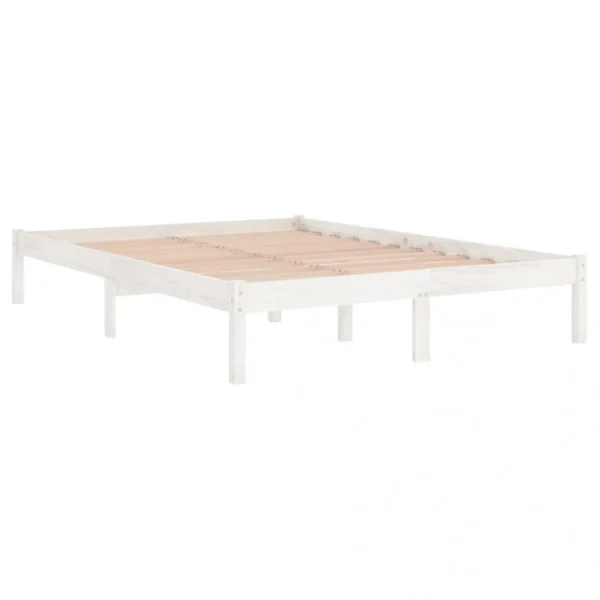 VidaXL Cadre De Lit Blanc Bois De Pin Massif 160×200 Cm vente pas cher en ligne 4