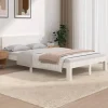 soldes pas cher VidaXL Cadre De Lit Blanc Bois Massif 120×190 Cm Petit Double 19
