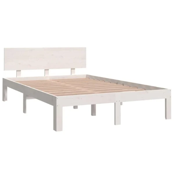 soldes pas cher VidaXL Cadre De Lit Blanc Bois Massif 120×190 Cm Petit Double 3
