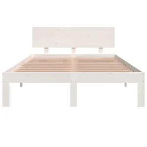 soldes pas cher VidaXL Cadre De Lit Blanc Bois Massif 120×190 Cm Petit Double 11