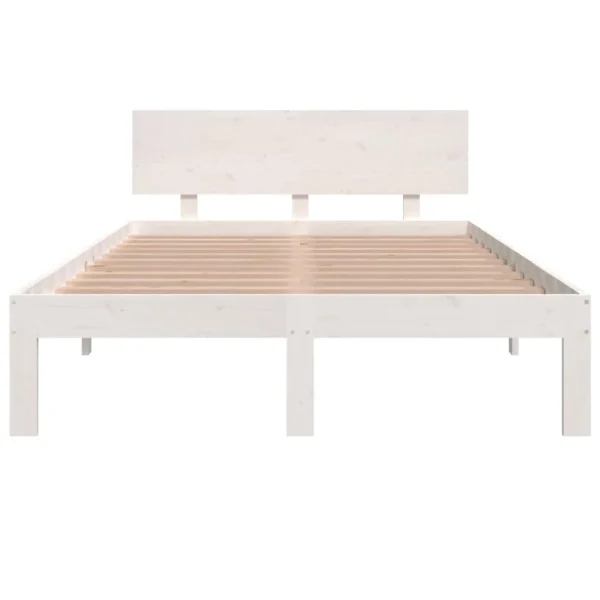 soldes pas cher VidaXL Cadre De Lit Blanc Bois Massif 120×190 Cm Petit Double 4
