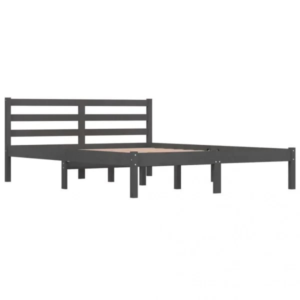 soldes en ligne VidaXL Cadre De Lit Bois De Pin Massif 120×190 Cm Gris Petit Double 3