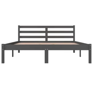 soldes en ligne VidaXL Cadre De Lit Bois De Pin Massif 120×190 Cm Gris Petit Double 13