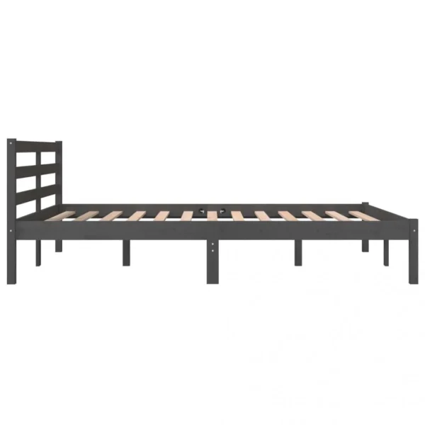 soldes en ligne VidaXL Cadre De Lit Bois De Pin Massif 120×190 Cm Gris Petit Double 6