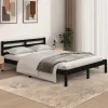 Livraison Standard/Rapide VidaXL Cadre De Lit Bois De Pin Massif 140×190 Cm Noir 7
