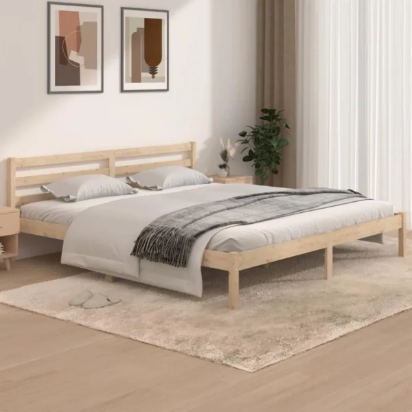 VidaXL Cadre De Lit Bois De Pin Massif 180×200 Cm Super King mode 1