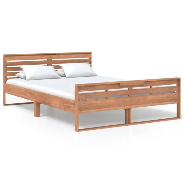 prix pas cher VidaXL Cadre De Lit Bois De Teck Massif 140×200 Cm 3