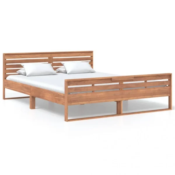 officiel VidaXL Cadre De Lit Bois De Teck Massif 160×200 Cm 3