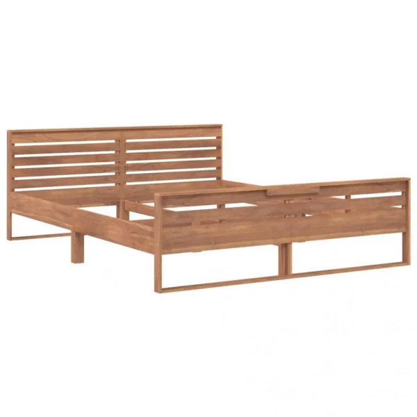 officiel VidaXL Cadre De Lit Bois De Teck Massif 160×200 Cm 4