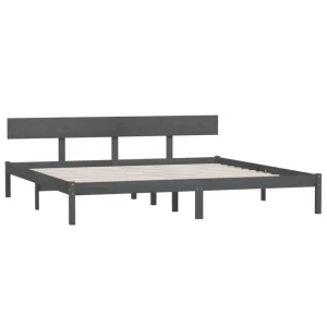 Large choix en ligne VidaXL Cadre De Lit Gris Bois De Pin Massif 180×200 Cm UK Super King 11