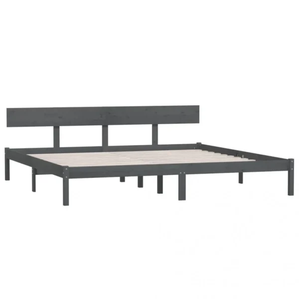 Large choix en ligne VidaXL Cadre De Lit Gris Bois De Pin Massif 180×200 Cm UK Super King 4