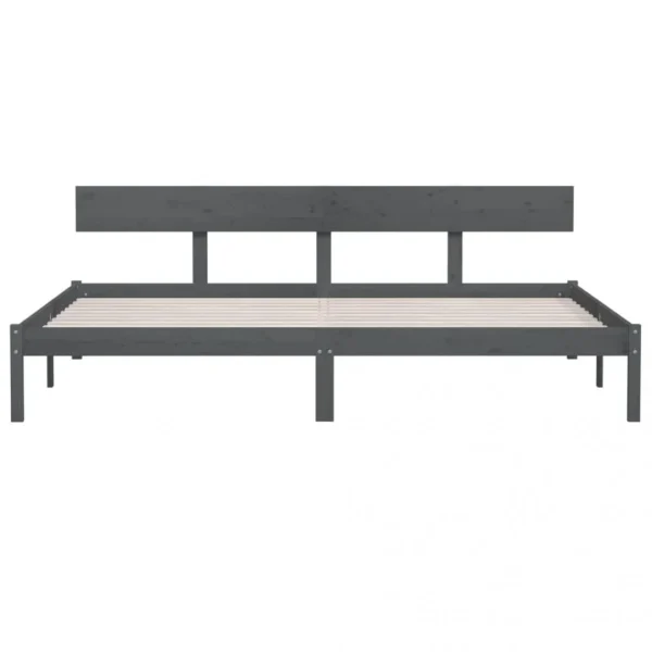 Large choix en ligne VidaXL Cadre De Lit Gris Bois De Pin Massif 180×200 Cm UK Super King 5