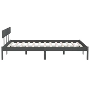 Large choix en ligne VidaXL Cadre De Lit Gris Bois De Pin Massif 180×200 Cm UK Super King 15