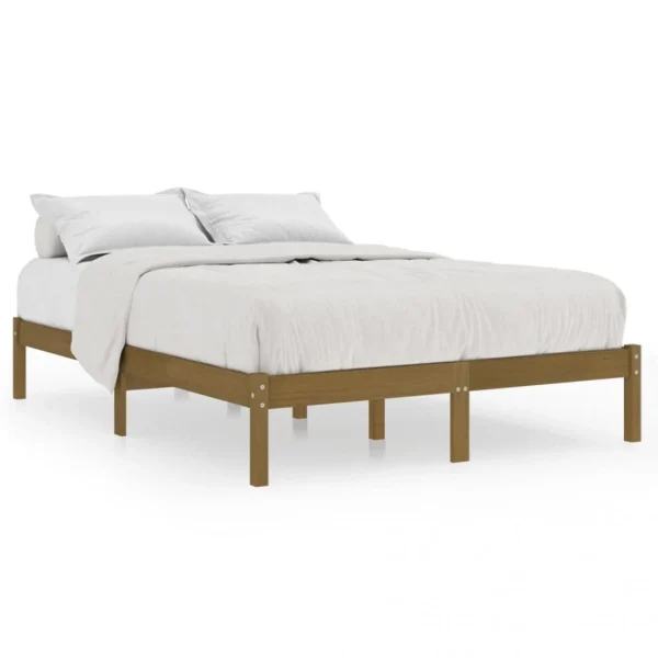 VidaXL Cadre De Lit Marron Miel Bois De Pin 120×190 Cm UK Petit Double vente à bas prix 3