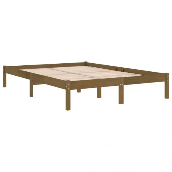 VidaXL Cadre De Lit Marron Miel Bois De Pin 120×190 Cm UK Petit Double vente à bas prix 5