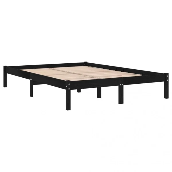 VidaXL Cadre De Lit Noir Bois De Pin Massif 140×190 Cm dernières 5