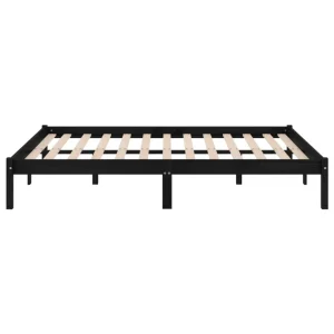 VidaXL Cadre De Lit Noir Bois De Pin Massif 140×190 Cm dernières 15