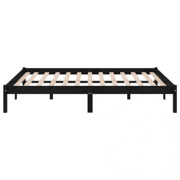 VidaXL Cadre De Lit Noir Bois De Pin Massif 140×190 Cm dernières 6