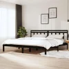vente en ligne VidaXL Cadre De Lit Noir Bois De Pin Massif 200×200 Cm 17