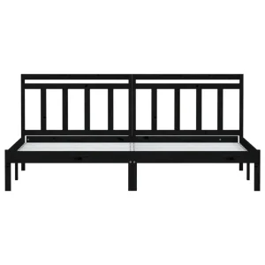 vente en ligne VidaXL Cadre De Lit Noir Bois De Pin Massif 200×200 Cm 13