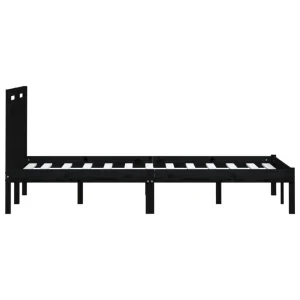 vente en ligne VidaXL Cadre De Lit Noir Bois De Pin Massif 200×200 Cm 15