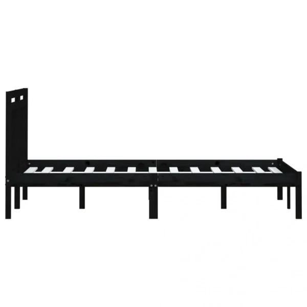 vente en ligne VidaXL Cadre De Lit Noir Bois De Pin Massif 200×200 Cm 6