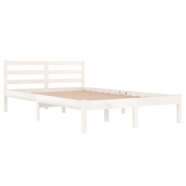 remise en ligne VidaXL Cadre De Lit Bois Massif De Pin 120×200 Cm Blanc 3