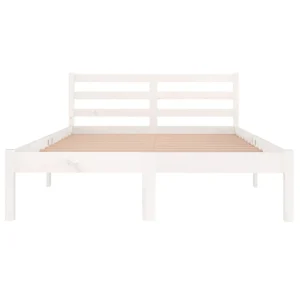 remise en ligne VidaXL Cadre De Lit Bois Massif De Pin 120×200 Cm Blanc 11