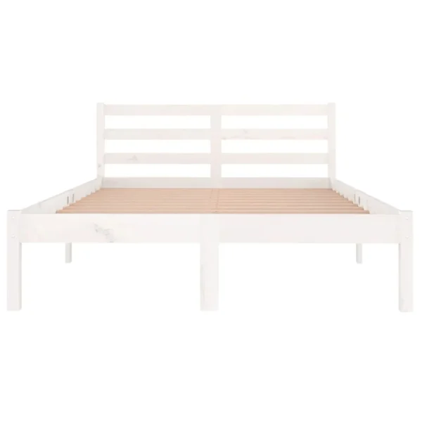 remise en ligne VidaXL Cadre De Lit Bois Massif De Pin 120×200 Cm Blanc 4