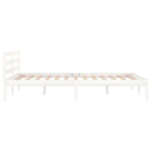 remise en ligne VidaXL Cadre De Lit Bois Massif De Pin 120×200 Cm Blanc 13