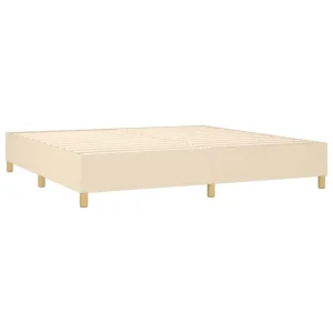 boutique paris VidaXL Sommier Tapissier Et Matelas Et LED Crème 200×200 Cm Tissu 13