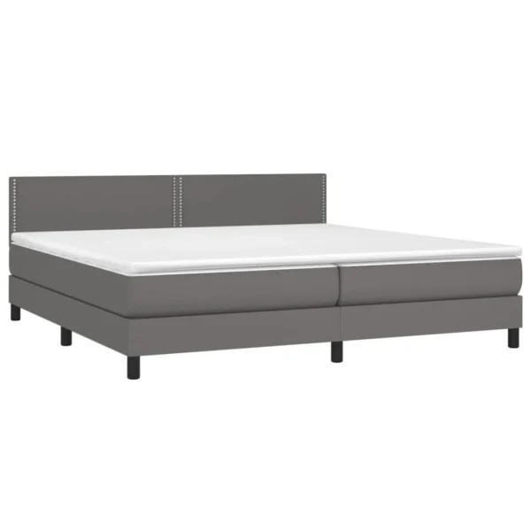 Livraison Standard/Rapide VidaXL Sommier Tapissier Et Matelas Et LED Gris 200×200 Cm Similicuir 3