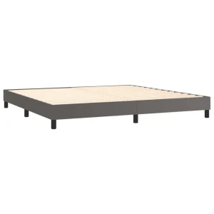 Livraison Standard/Rapide VidaXL Sommier Tapissier Et Matelas Et LED Gris 200×200 Cm Similicuir 13