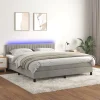 VidaXL Sommier Tapissier Matelas Et LED Gris Clair 160×200 Cm Velours soldes 17
