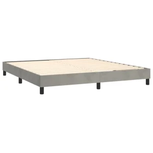 VidaXL Sommier Tapissier Matelas Et LED Gris Clair 160×200 Cm Velours soldes 13