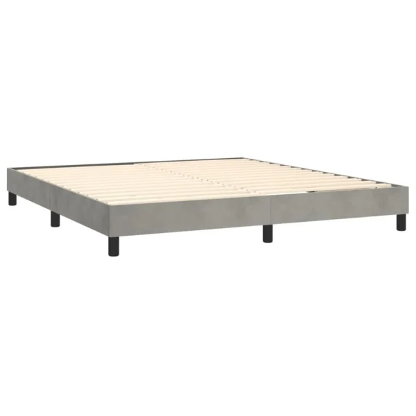 VidaXL Sommier Tapissier Matelas Et LED Gris Clair 160×200 Cm Velours soldes 5