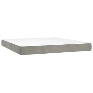 VidaXL Sommier Tapissier Matelas Et LED Gris Clair 160×200 Cm Velours soldes 15