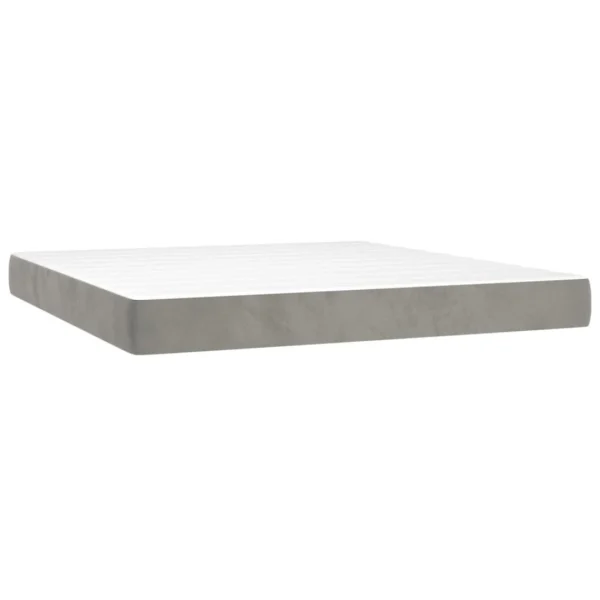 VidaXL Sommier Tapissier Matelas Et LED Gris Clair 160×200 Cm Velours soldes 6
