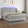 VidaXL Sommier Tapissier Matelas Et LED Gris Clair 200×200 Cm Tissu livraison la plus rapide 17