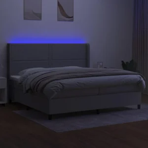 VidaXL Sommier Tapissier Matelas Et LED Gris Clair 200×200 Cm Tissu livraison la plus rapide 9