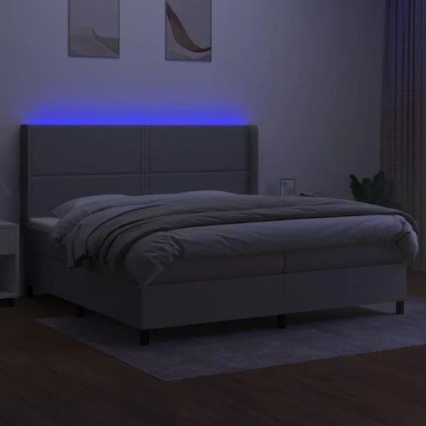 VidaXL Sommier Tapissier Matelas Et LED Gris Clair 200×200 Cm Tissu livraison la plus rapide 3