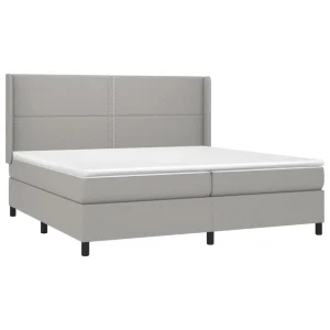 VidaXL Sommier Tapissier Matelas Et LED Gris Clair 200×200 Cm Tissu livraison la plus rapide 11