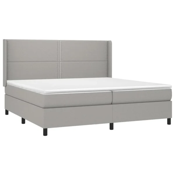 VidaXL Sommier Tapissier Matelas Et LED Gris Clair 200×200 Cm Tissu livraison la plus rapide 4