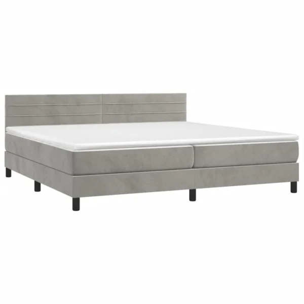 VidaXL Sommier Tapissier Matelas Et LED Gris Clair 200×200 Cm Velours belle 3