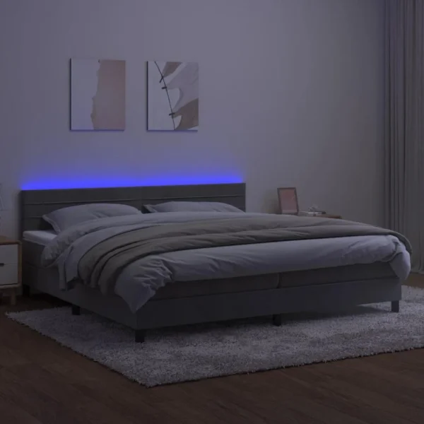 VidaXL Sommier Tapissier Matelas Et LED Gris Clair 200×200 Cm Velours belle 4